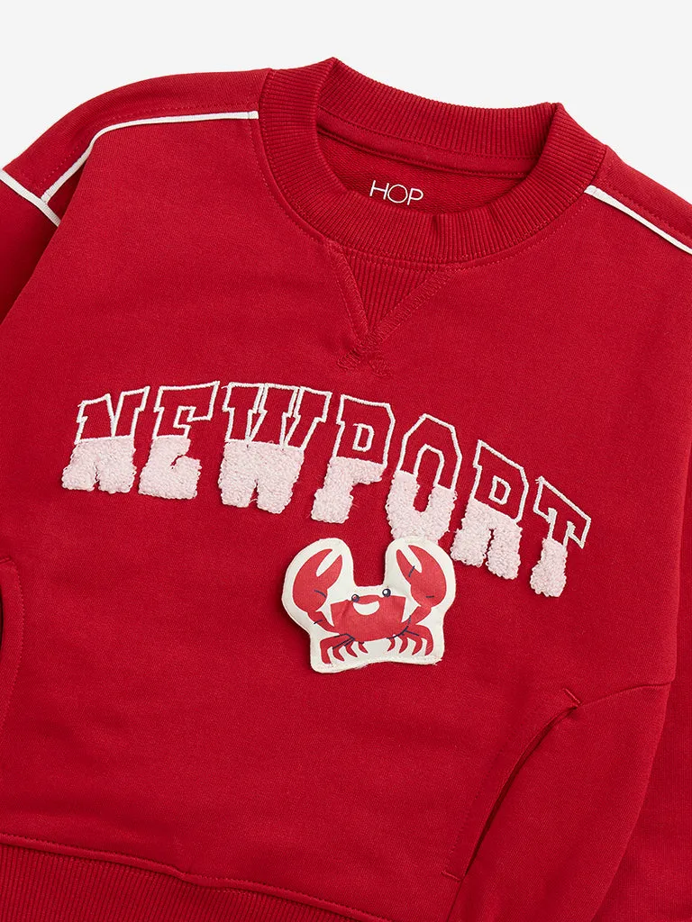 HOP Kids Red Text Design Cotton Sweatshirt