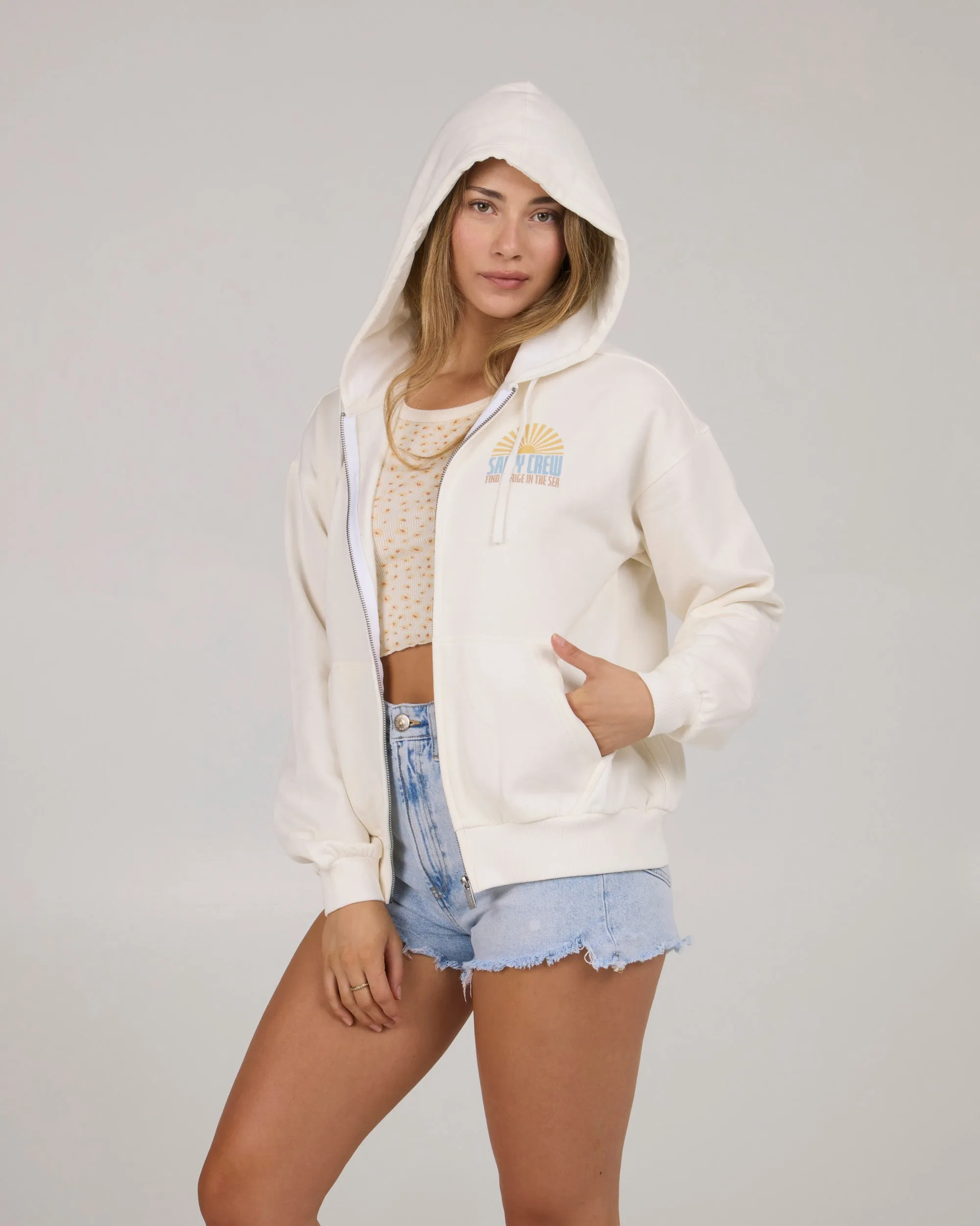 In The Rays Zip Hoody - Off White