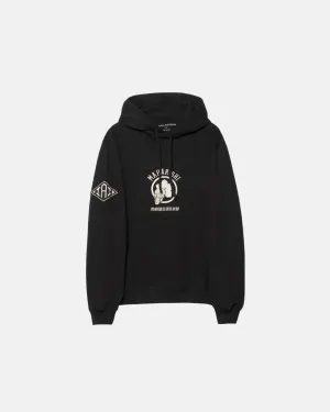 Kamon Embroidered Hooded Sweat Organic Cotton Sweat Black