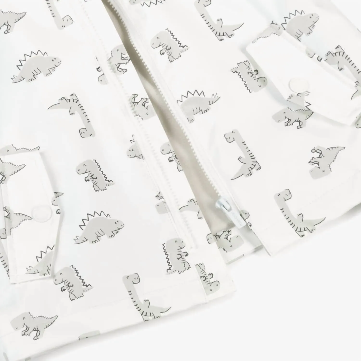 Kids Boys Dino Rain Coat In White & Grey