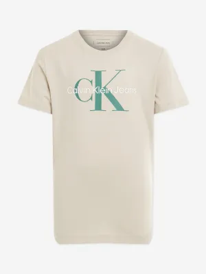 Kids CK Monogram T-Shirt in Beige