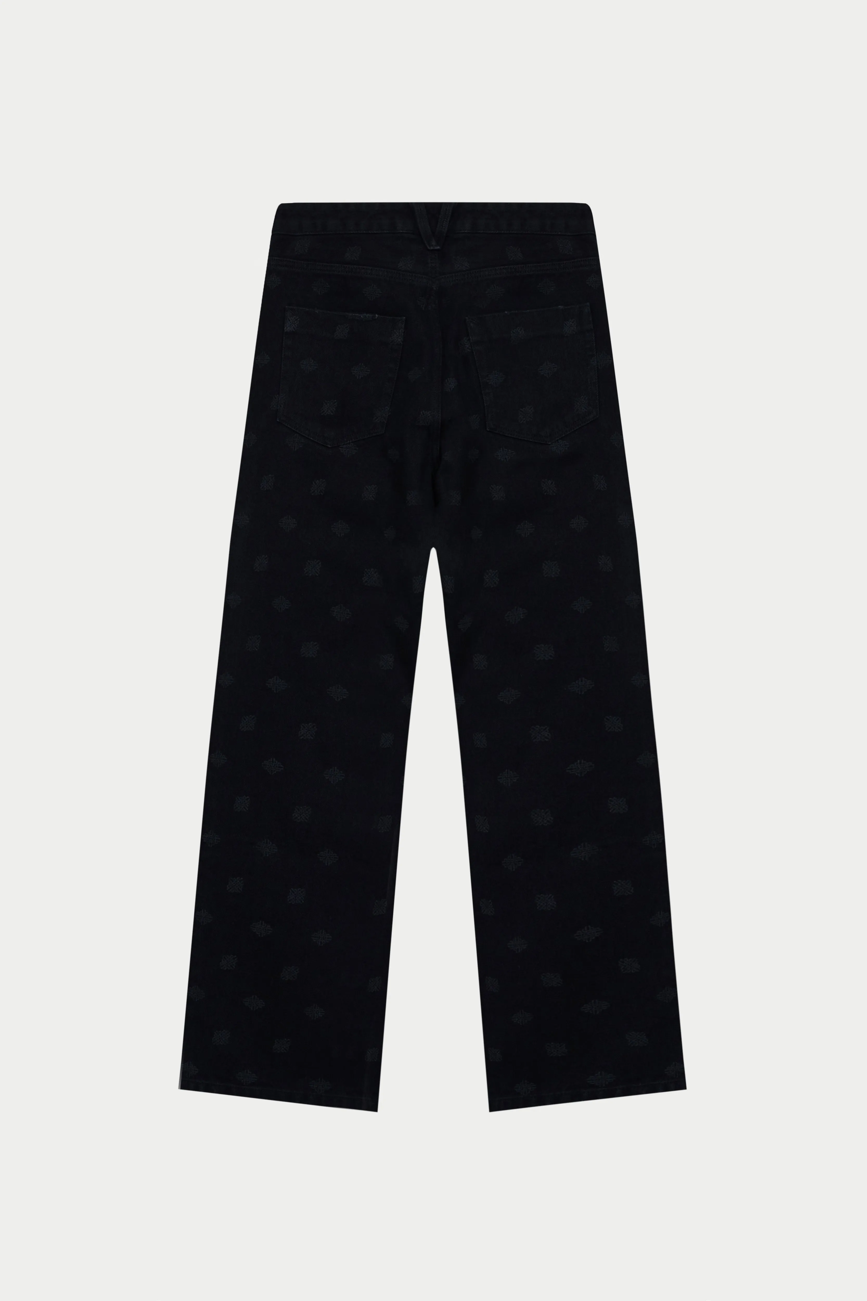 LASER PRINT EMBLEM JEANS - BLACK WASH