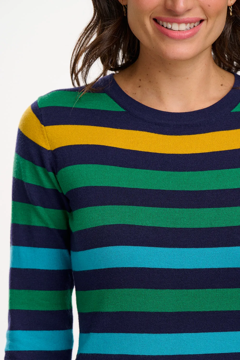 Liselle Midi Knit Dress - Multi. Staggered Rainbow