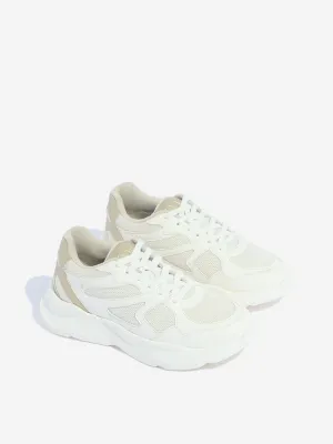 LUNA BLU White Chunky Lace-Up Sneakers