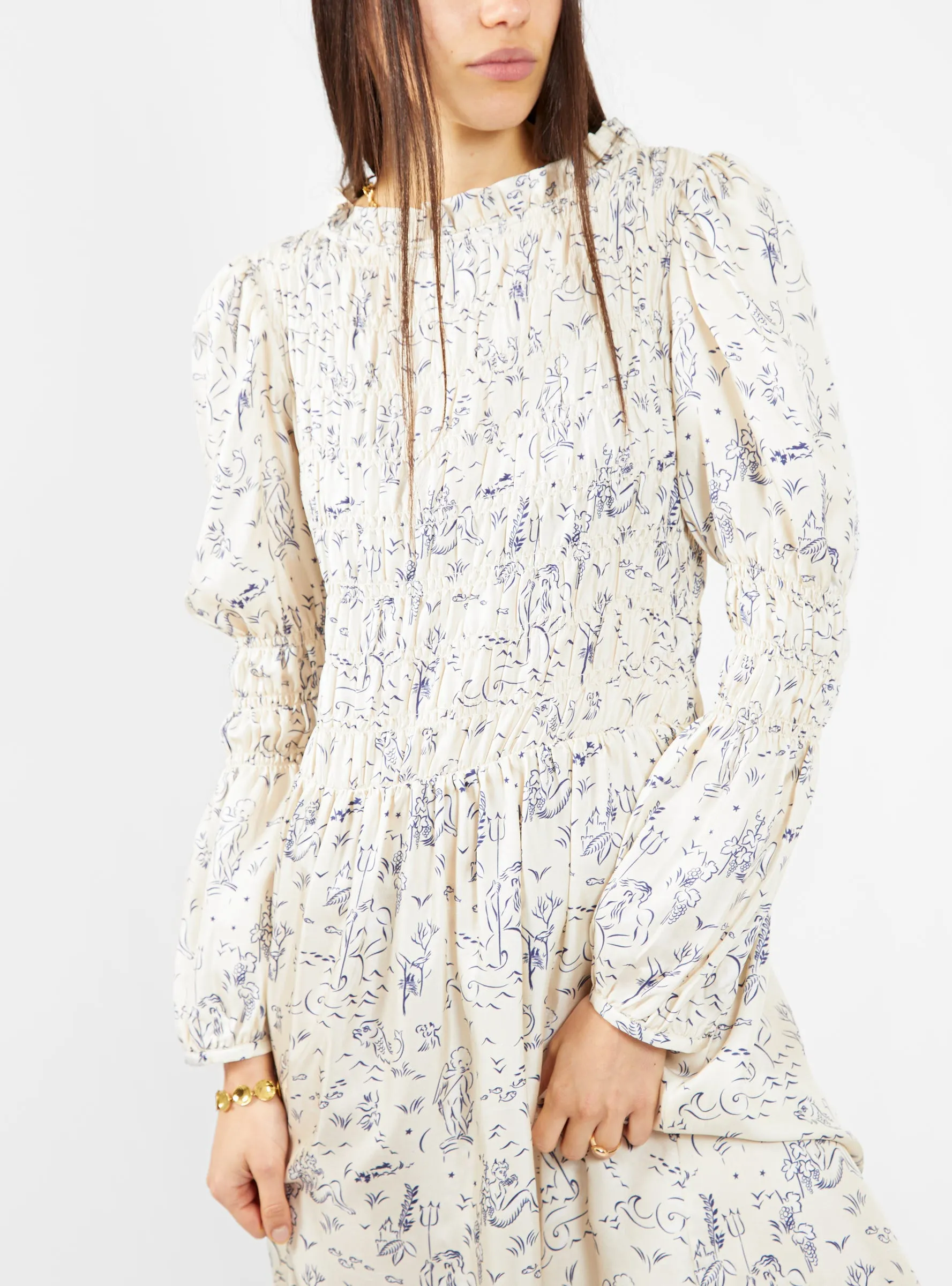Marina Dress Off White & Navy