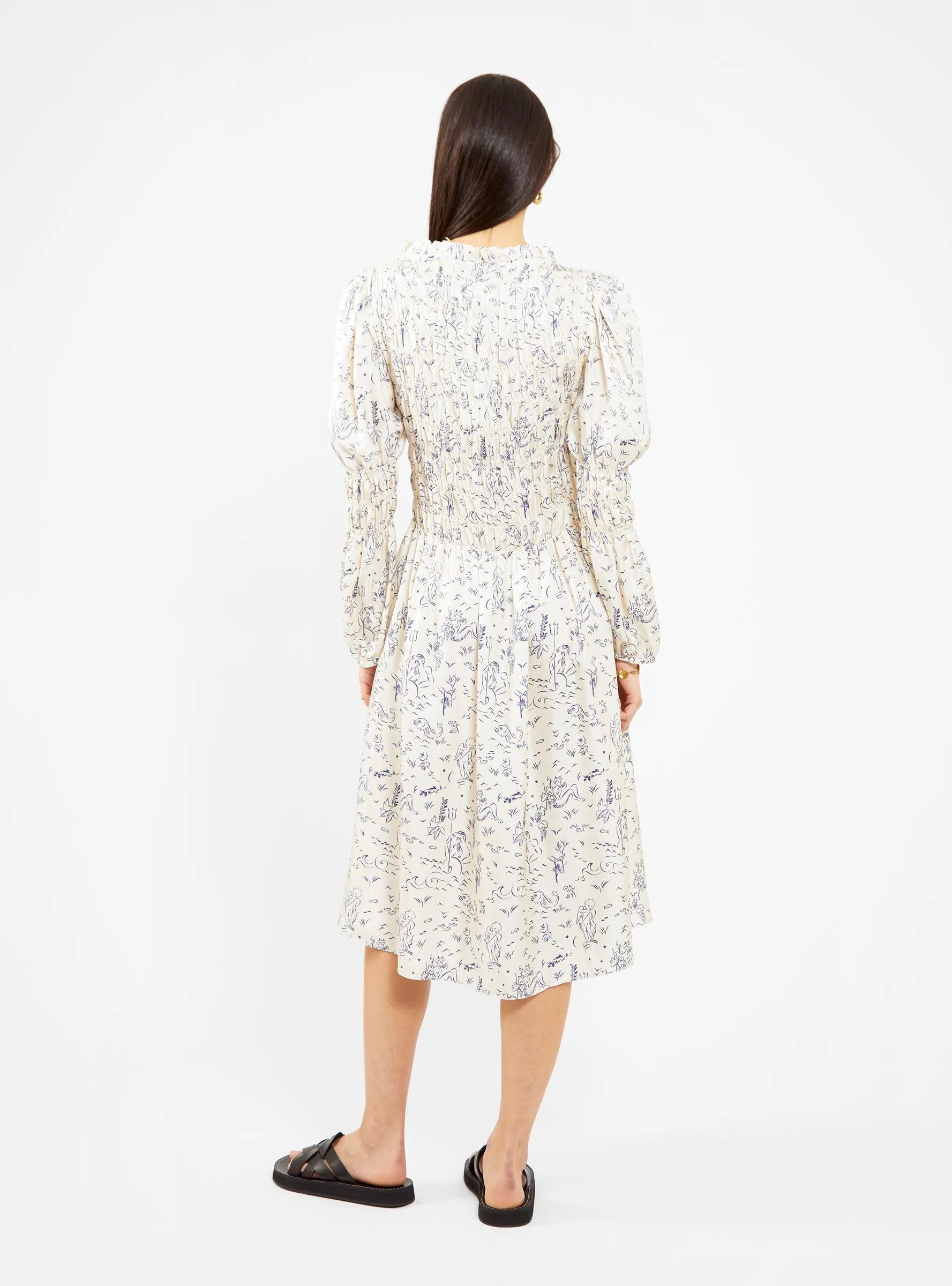Marina Dress Off White & Navy