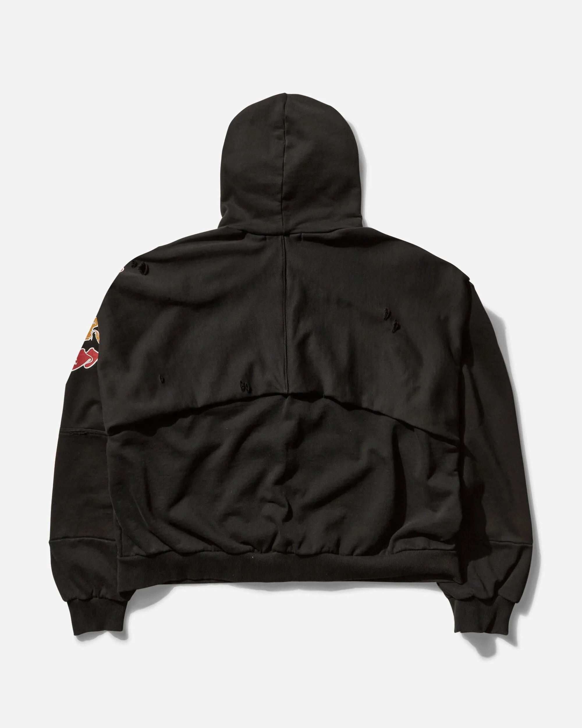Men's Reconstructed Folded Zip Hoodie Washed Black