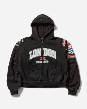 Men's Reconstructed Folded Zip Hoodie Washed Black