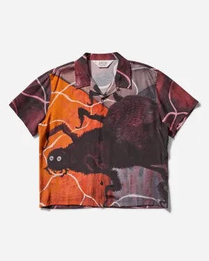 Men's Spiral Orb Button Up Shirt Burgundy