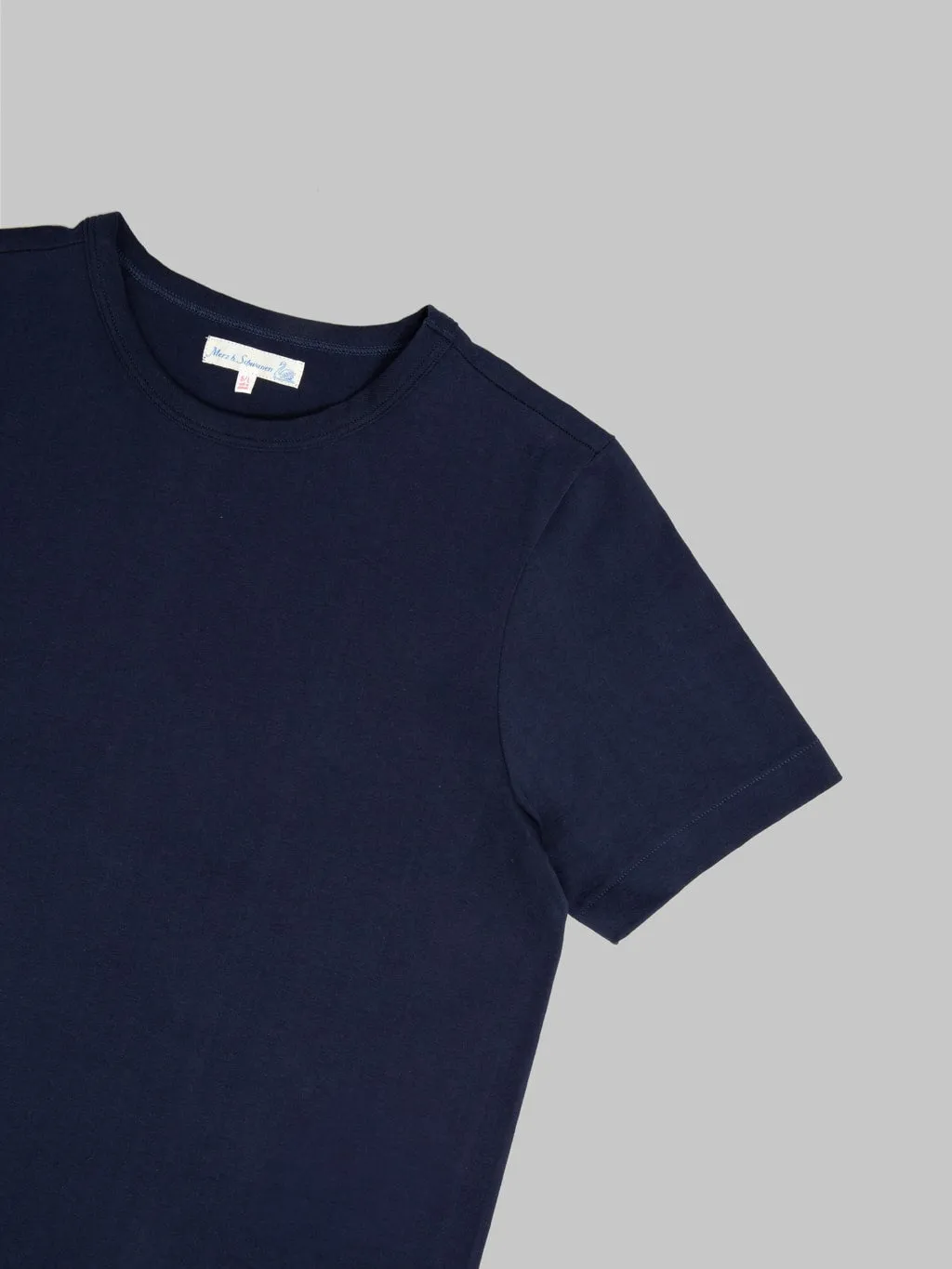 Merz b. Schwanen 214 2-Thread Heavyweight 7.2oz Crewneck Loopwheeled Relaxed Fit T-Shirt Ink Blue