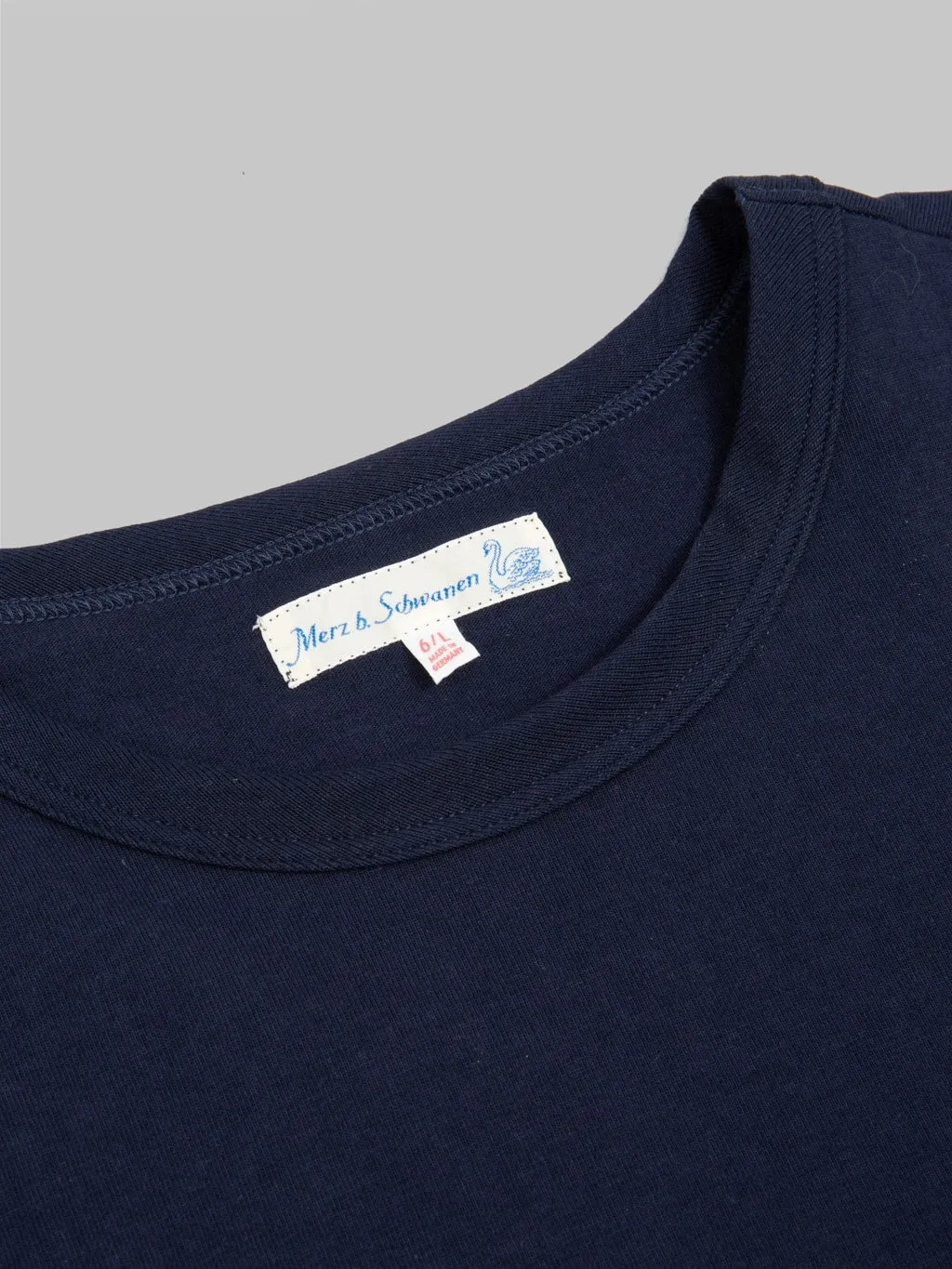 Merz b. Schwanen 214 2-Thread Heavyweight 7.2oz Crewneck Loopwheeled Relaxed Fit T-Shirt Ink Blue