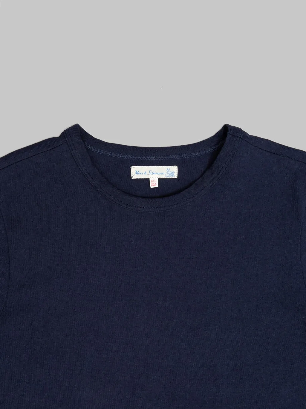 Merz b. Schwanen 214 2-Thread Heavyweight 7.2oz Crewneck Loopwheeled Relaxed Fit T-Shirt Ink Blue