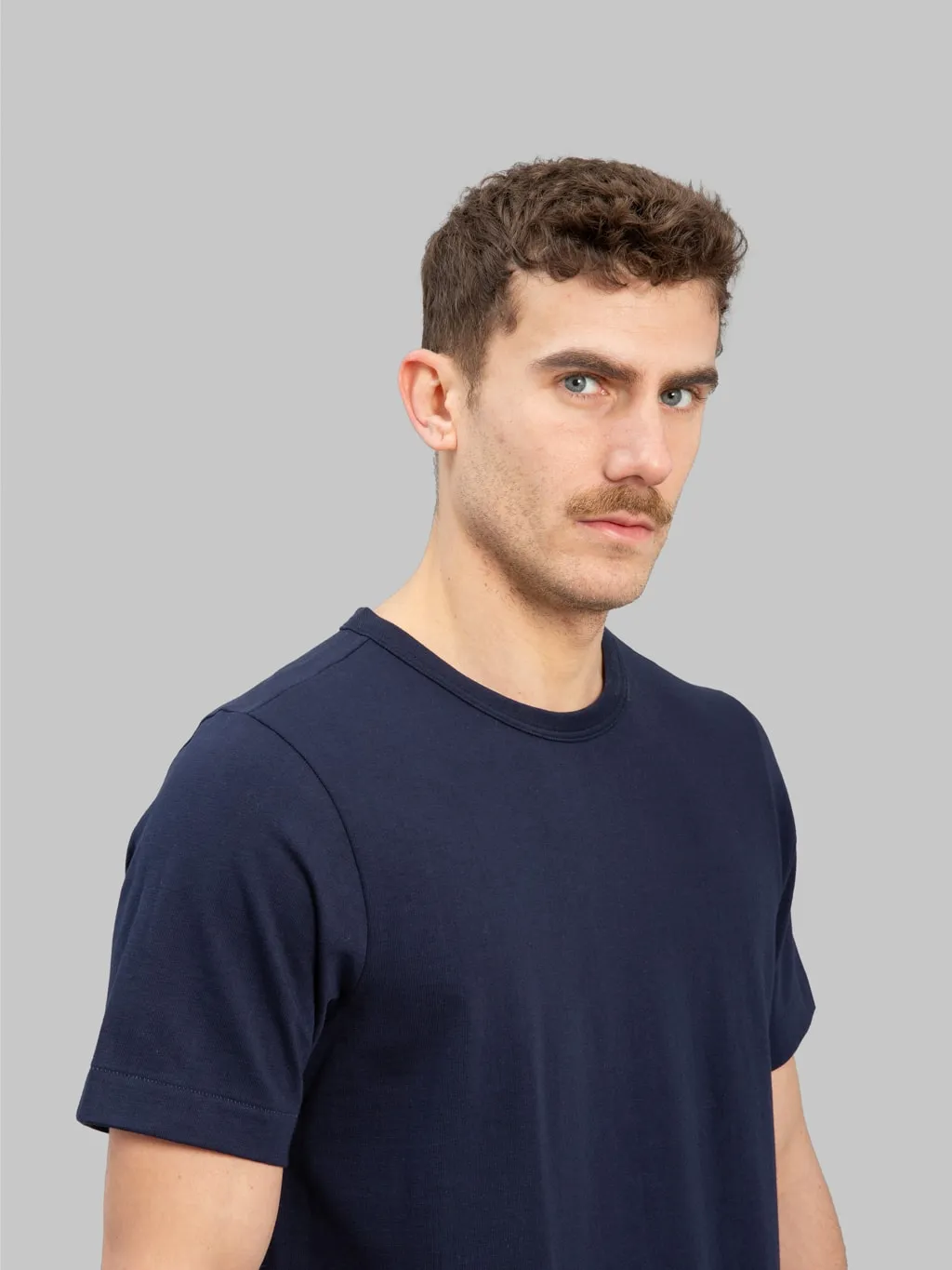 Merz b. Schwanen 214 2-Thread Heavyweight 7.2oz Crewneck Loopwheeled Relaxed Fit T-Shirt Ink Blue