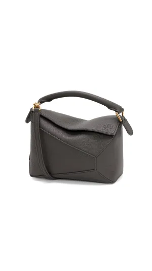 Mini Puzzle Bag in Soft Grained Calfskin - Dark Grey