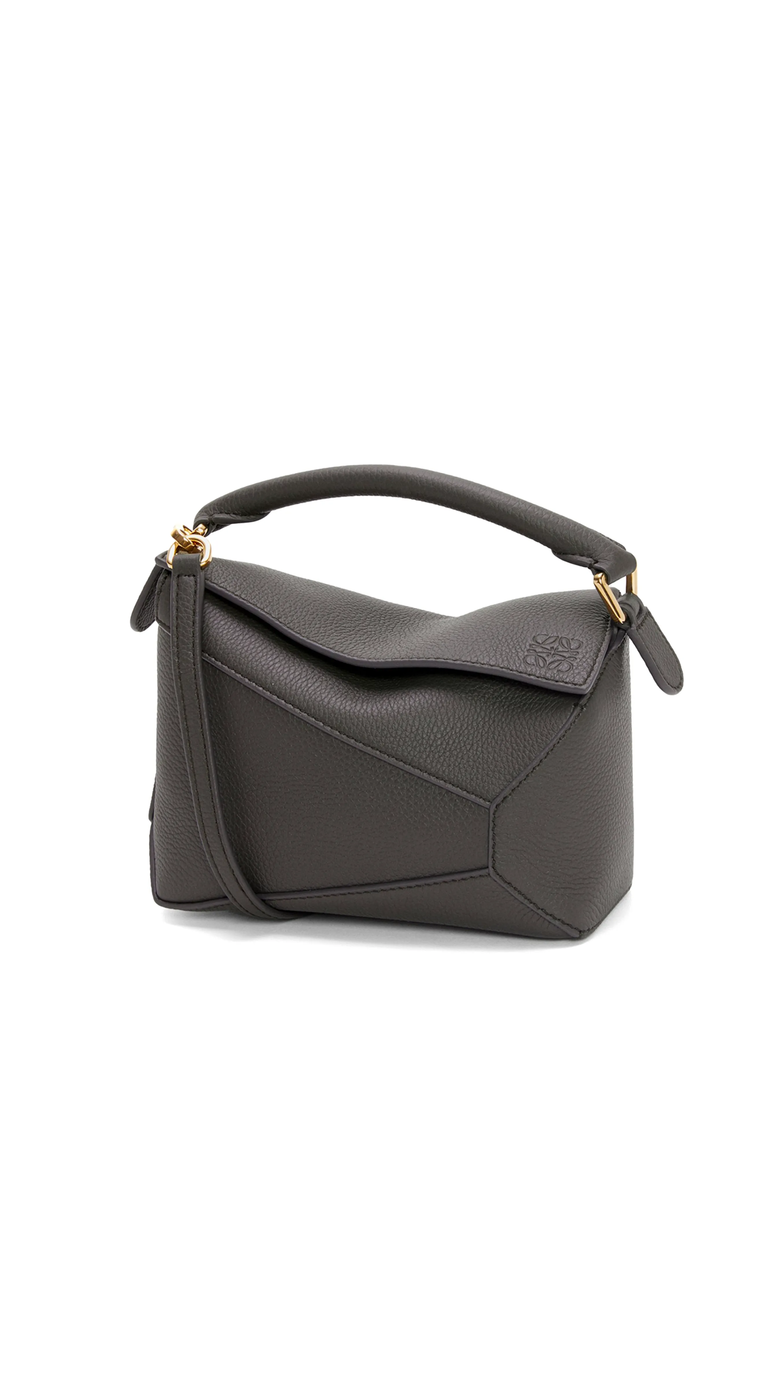 Mini Puzzle Bag in Soft Grained Calfskin - Dark Grey