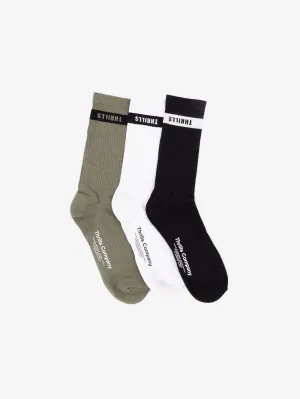 Minimal Thrills 3 Pack Sock - White, Black, Army Green