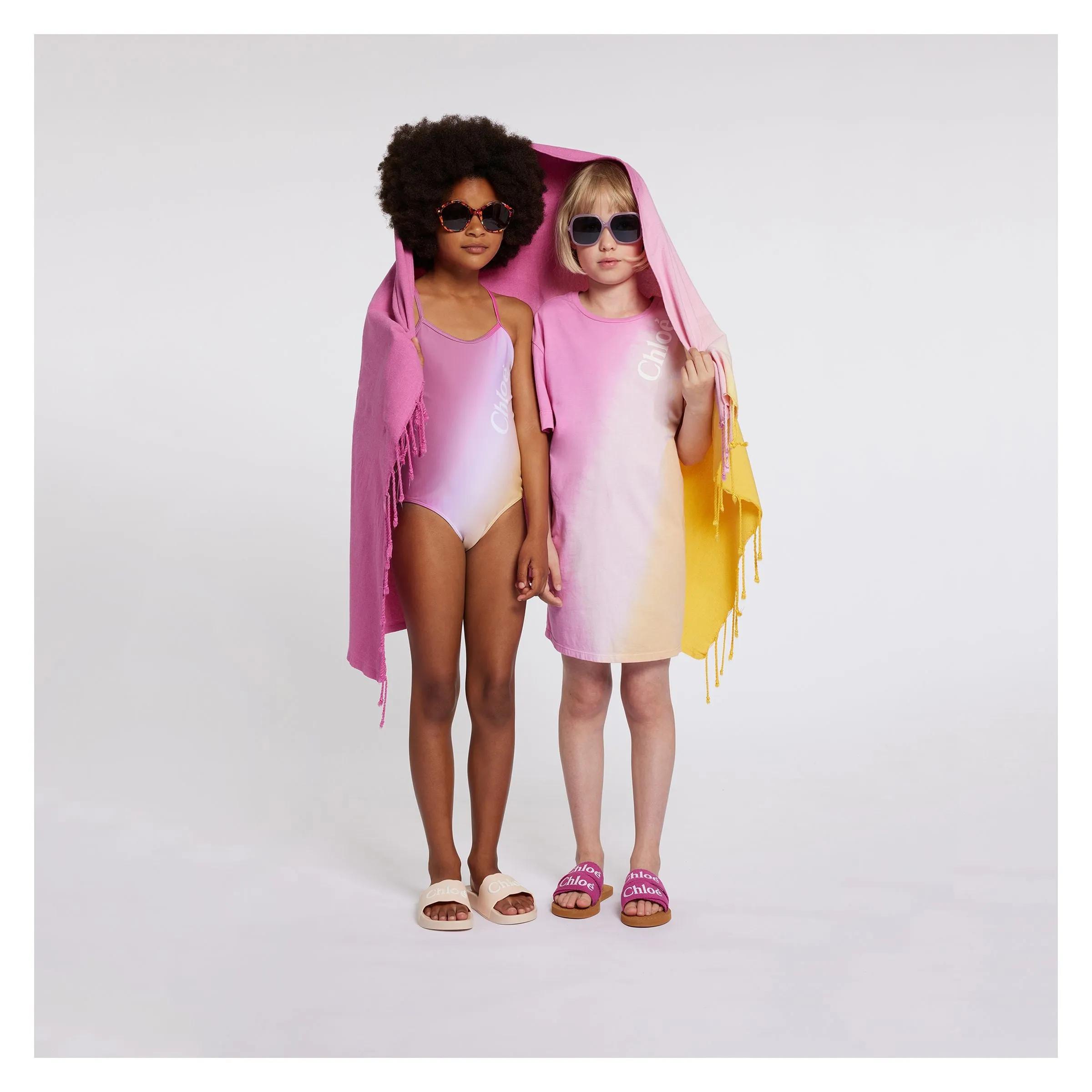 Multicolored Ombre Logo-Print One-Piece