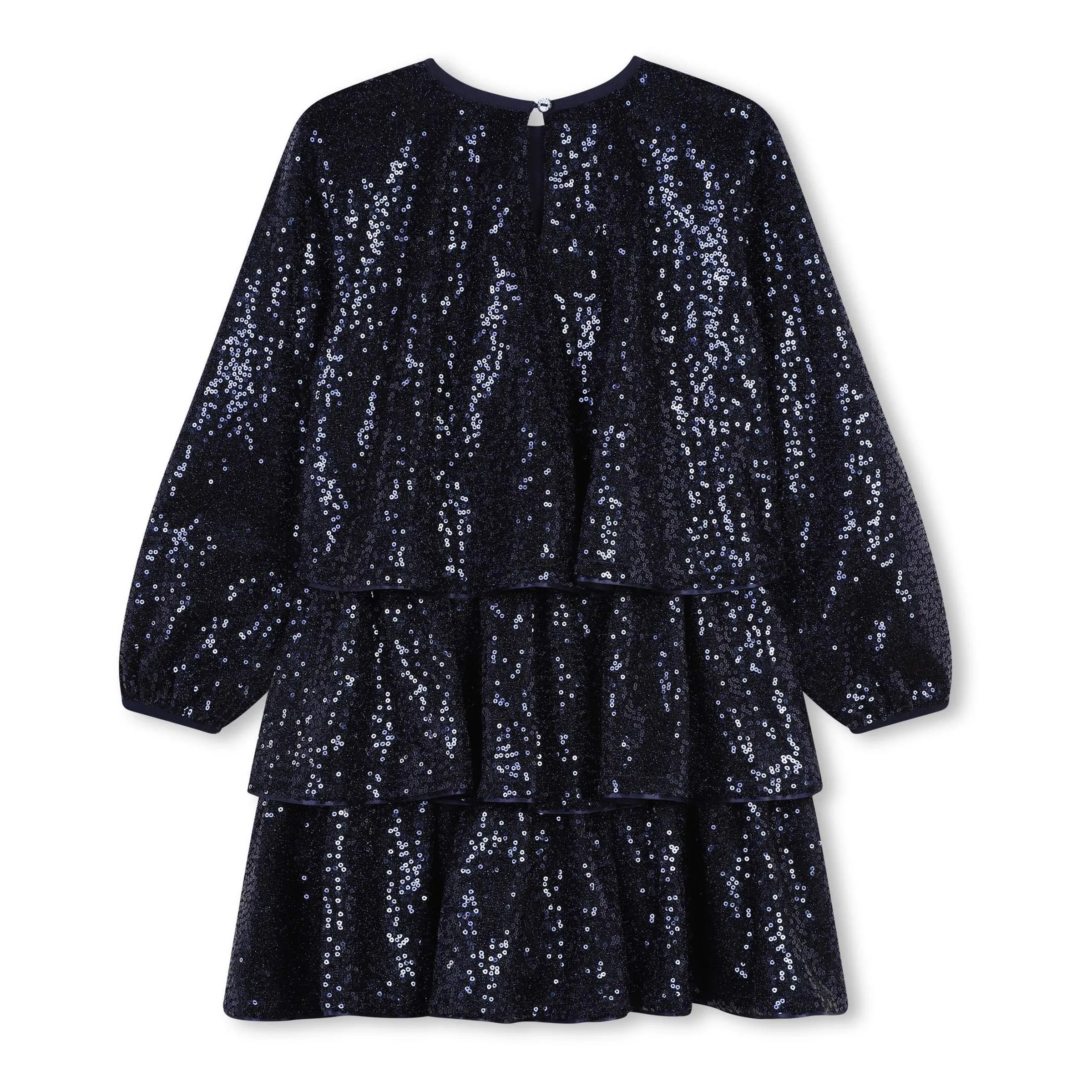 Navy Sequin Smocked Dress