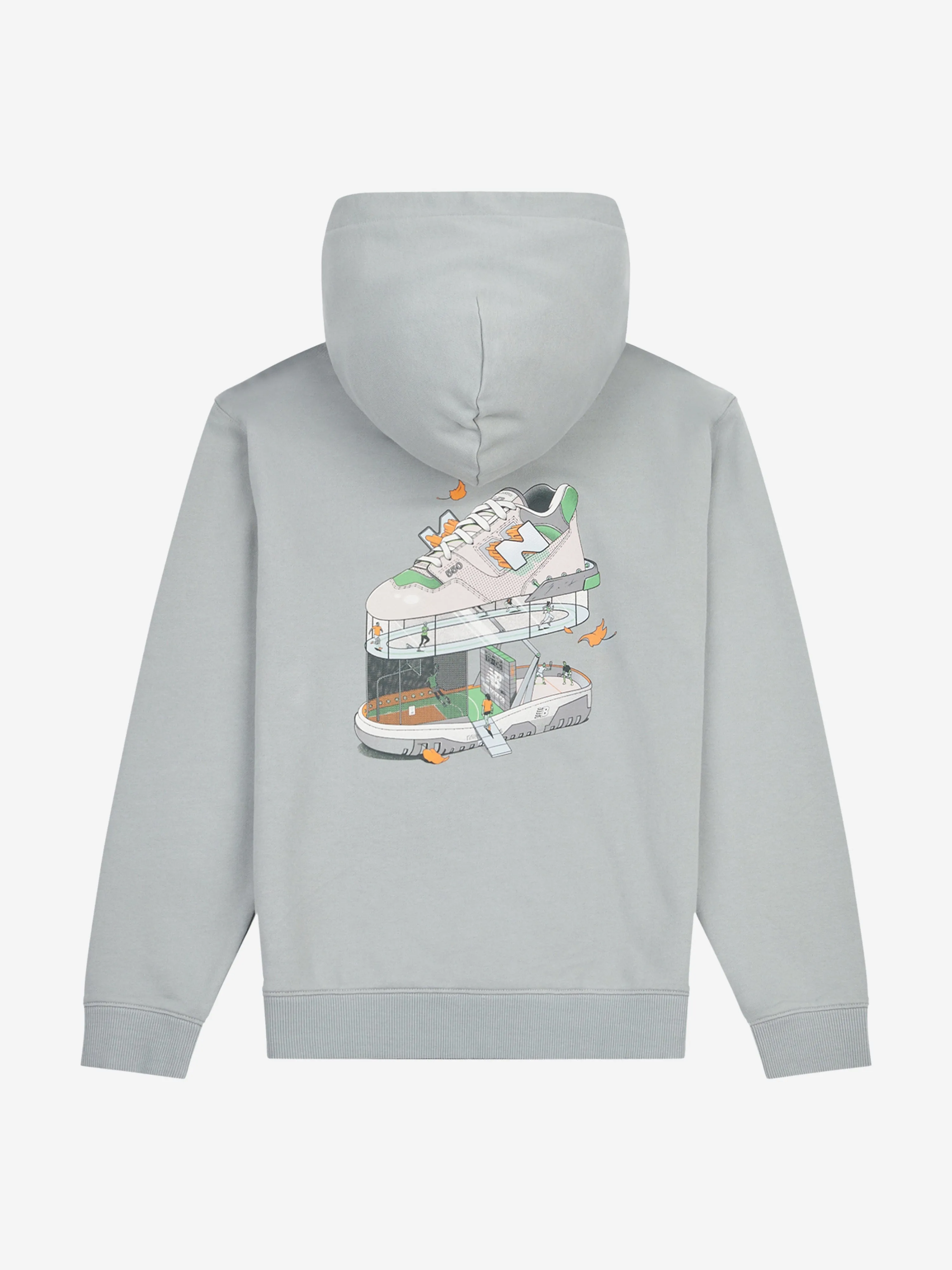 New Balance Boys Fitness Centre Illustrated Back Graphic Hoodie in Grey