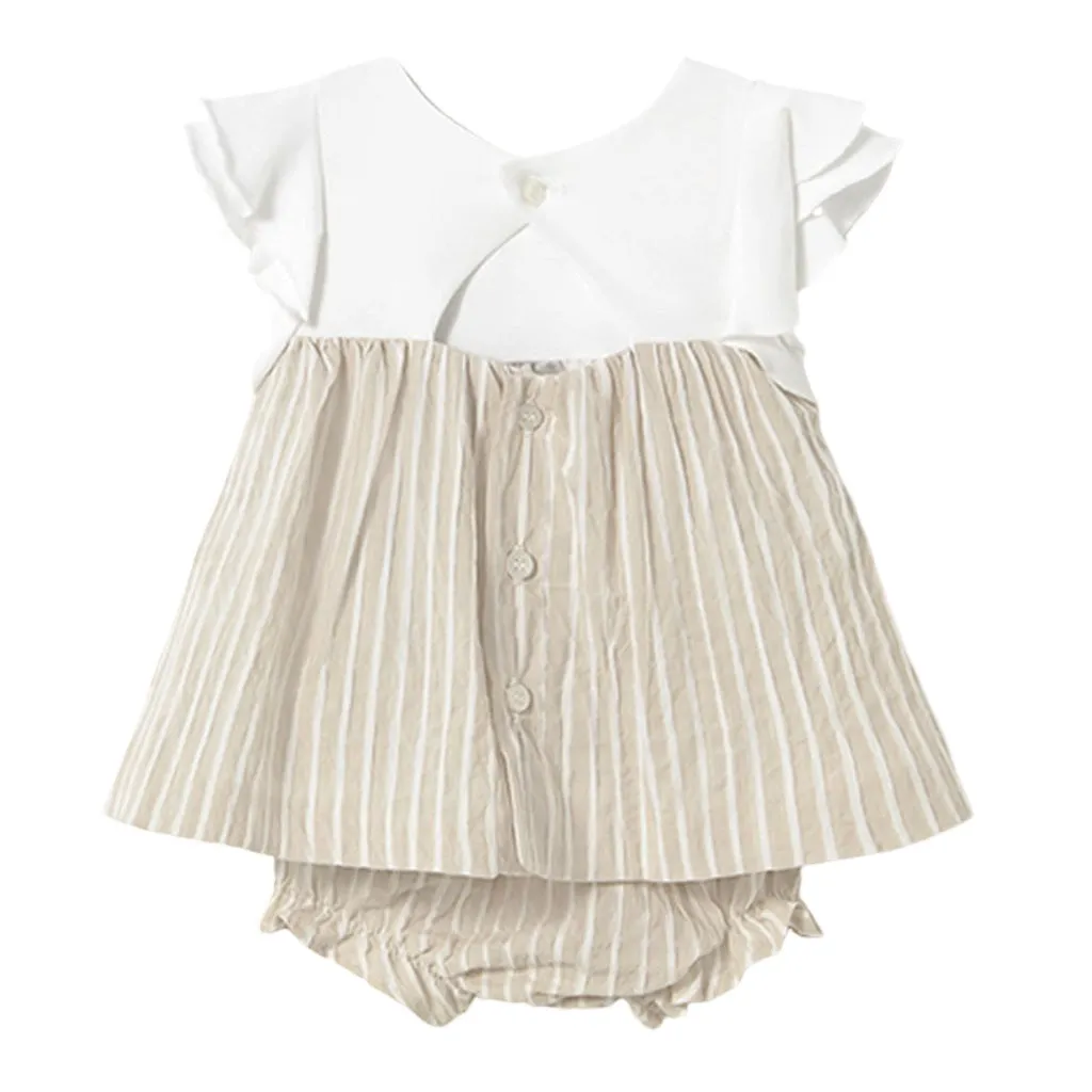 Newborn Color-Block Root Dress with Bloomers
