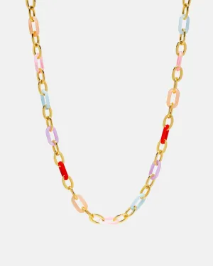 NIALAYA Men's Cable Chain Choker with Colorful Links