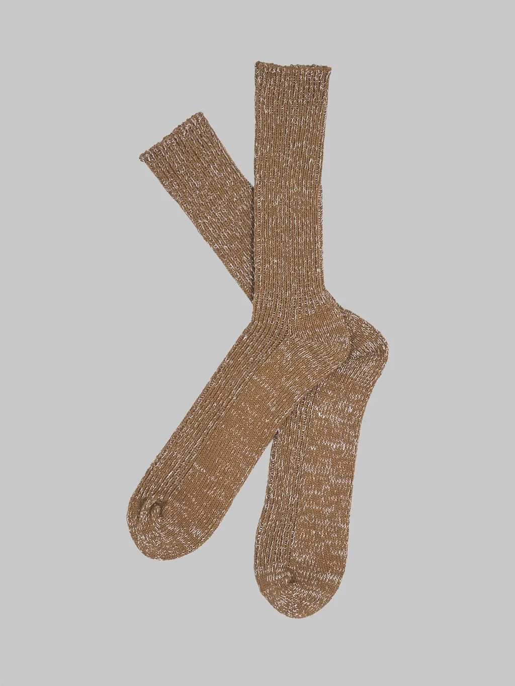 Nishiguchi Kutsushita Hemp Cotton Ribbed Socks Khaki