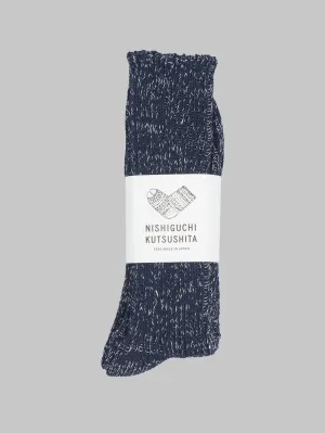 Nishiguchi Kutsushita Hemp Cotton Ribbed Socks Midnight