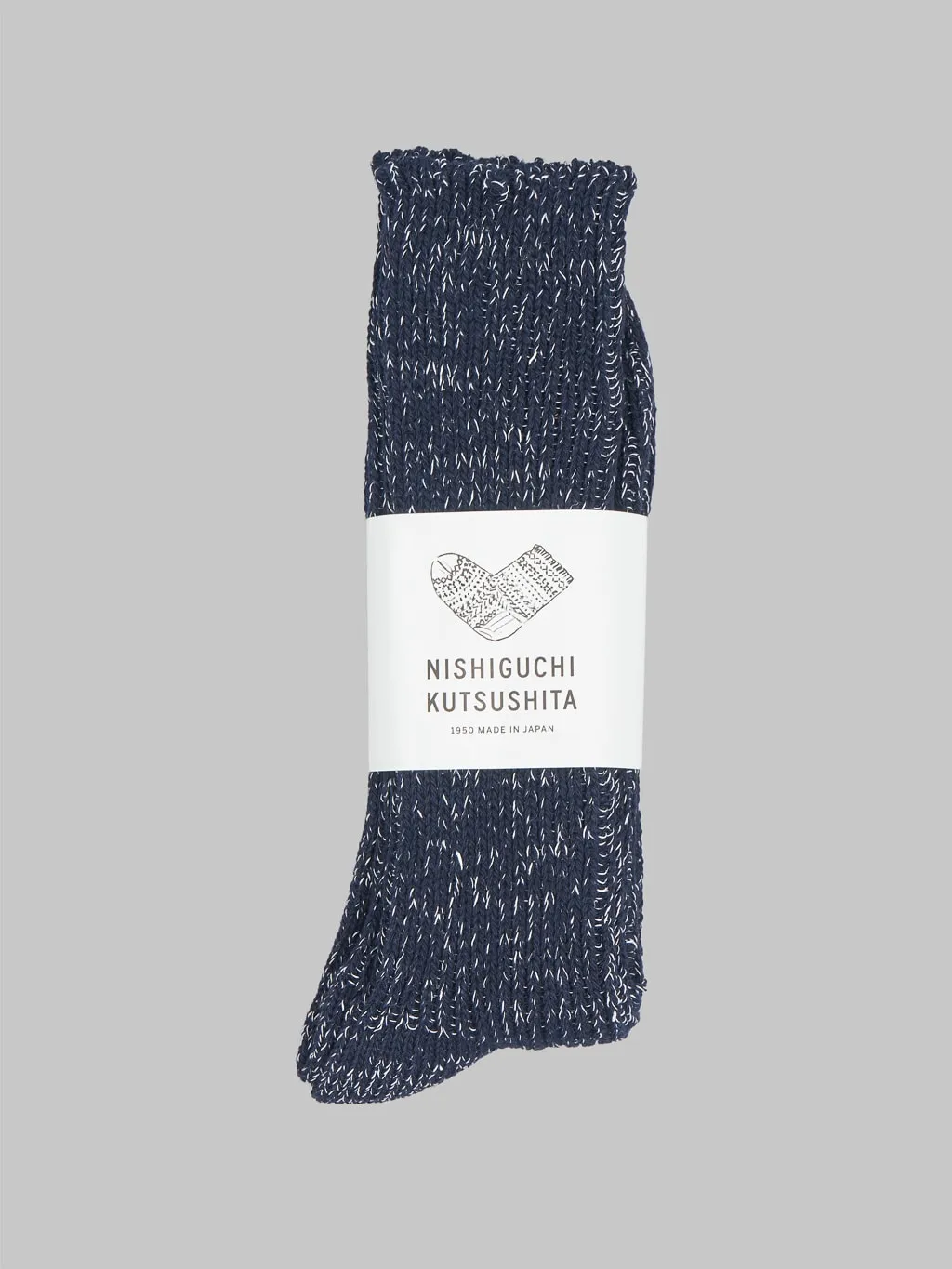 Nishiguchi Kutsushita Hemp Cotton Ribbed Socks Midnight