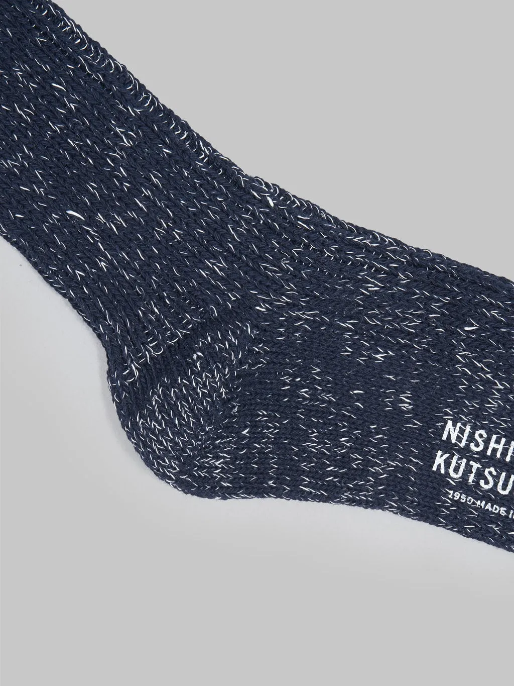 Nishiguchi Kutsushita Hemp Cotton Ribbed Socks Midnight