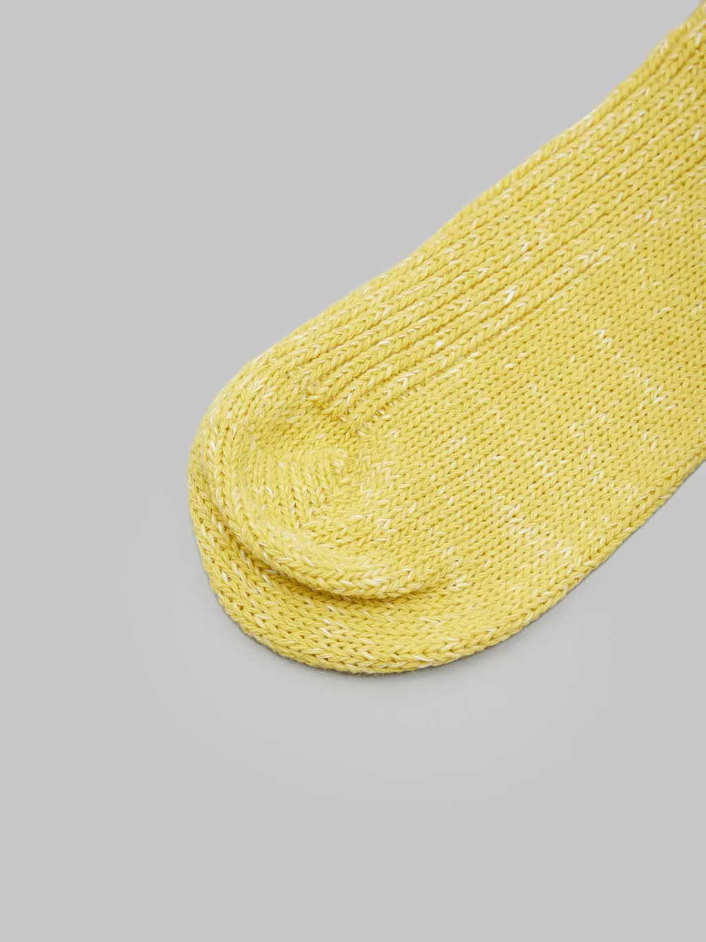 Nishiguchi Kutsushita Hemp Cotton Ribbed Socks Vintage Yellow