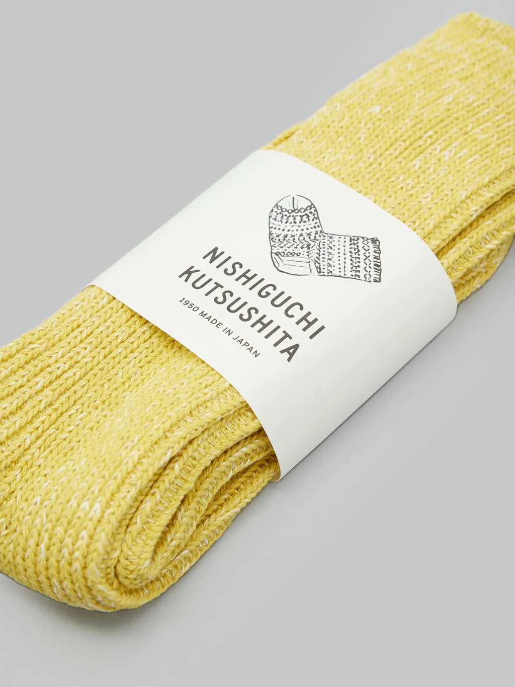 Nishiguchi Kutsushita Hemp Cotton Ribbed Socks Vintage Yellow