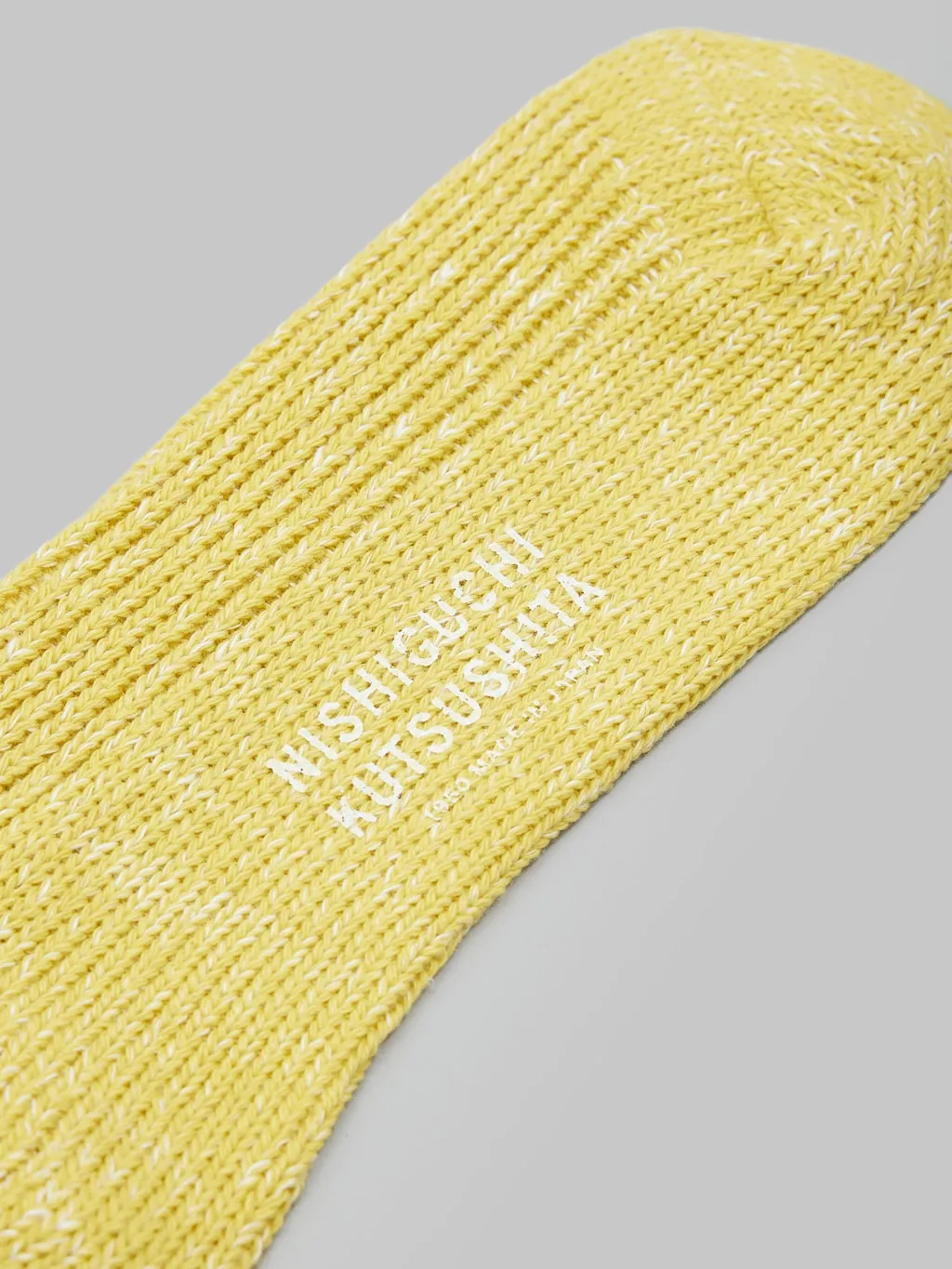 Nishiguchi Kutsushita Hemp Cotton Ribbed Socks Vintage Yellow