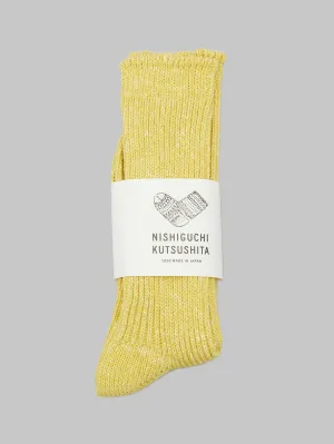 Nishiguchi Kutsushita Hemp Cotton Ribbed Socks Vintage Yellow