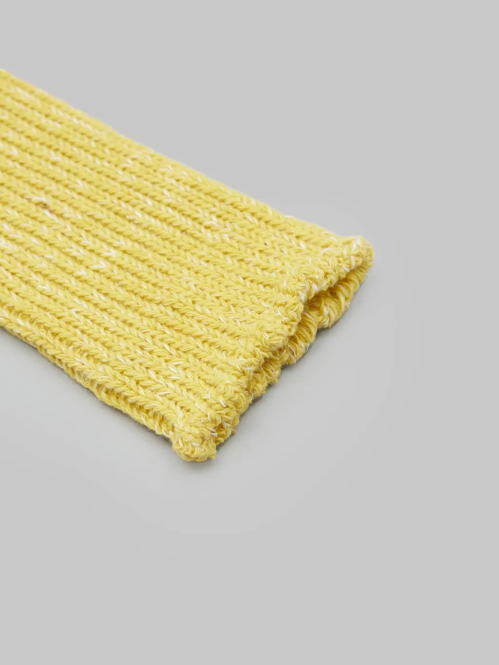 Nishiguchi Kutsushita Hemp Cotton Ribbed Socks Vintage Yellow