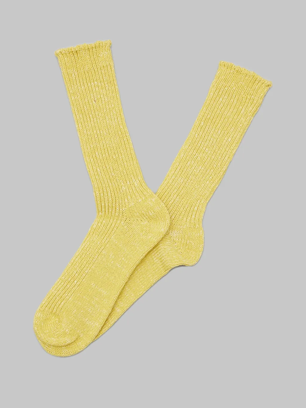 Nishiguchi Kutsushita Hemp Cotton Ribbed Socks Vintage Yellow