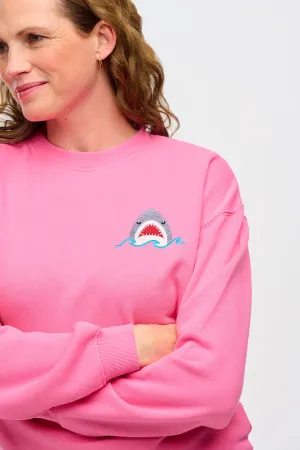 Noah Sweatshirt - Pink. Shark Embroidery