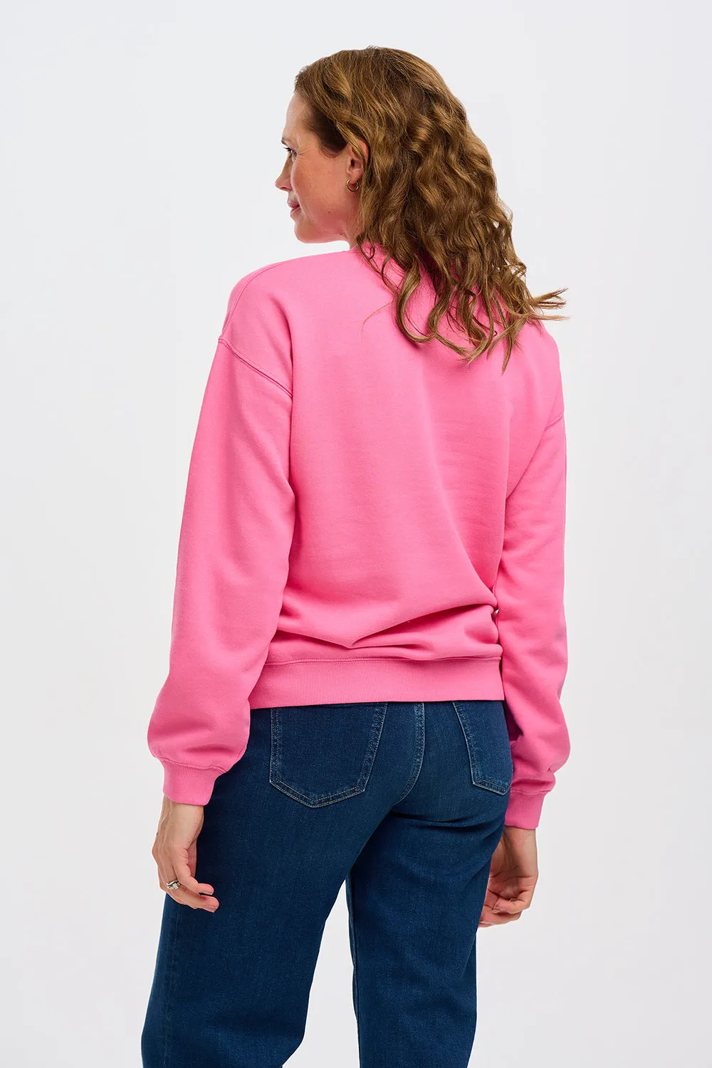 Noah Sweatshirt - Pink. Shark Embroidery