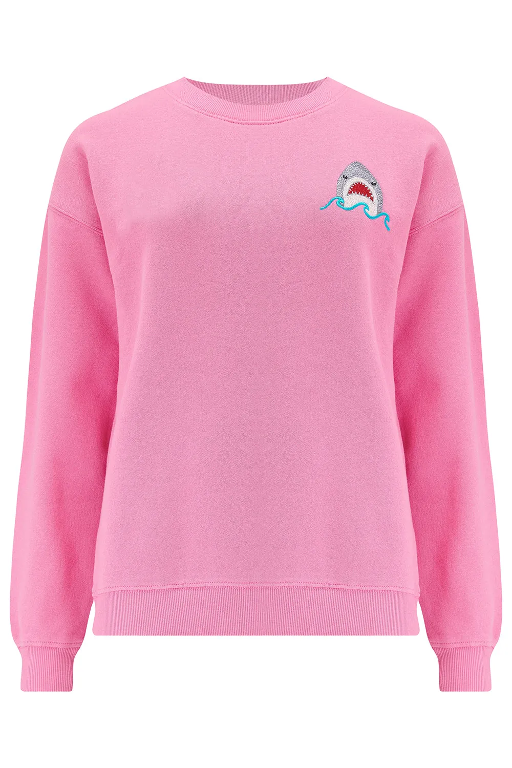 Noah Sweatshirt - Pink. Shark Embroidery