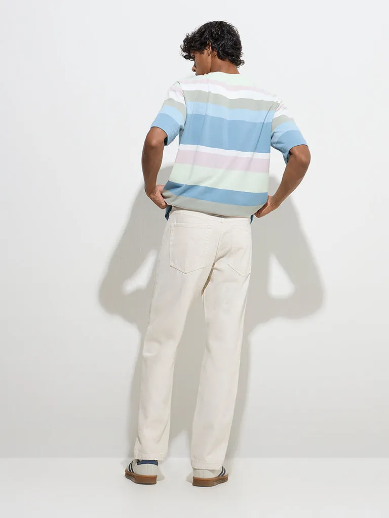 Nuon Off-White Relaxed-Fit Mid-Rise Jeans