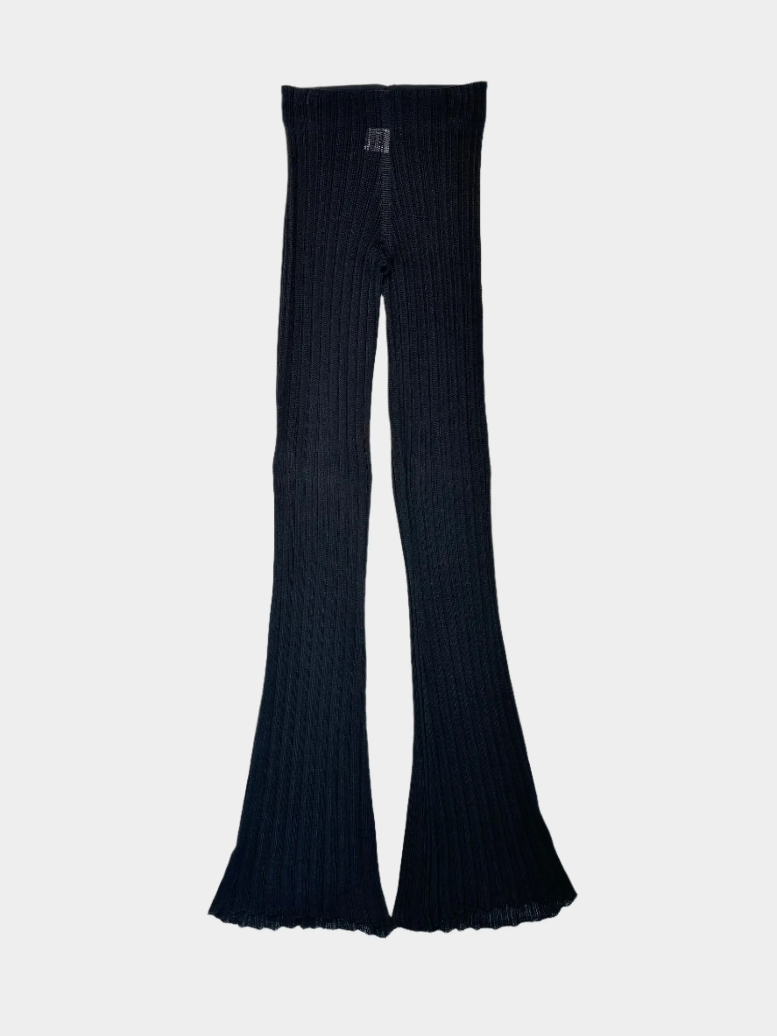 Pantaloni In Maglia Nera Con Fondo morbido