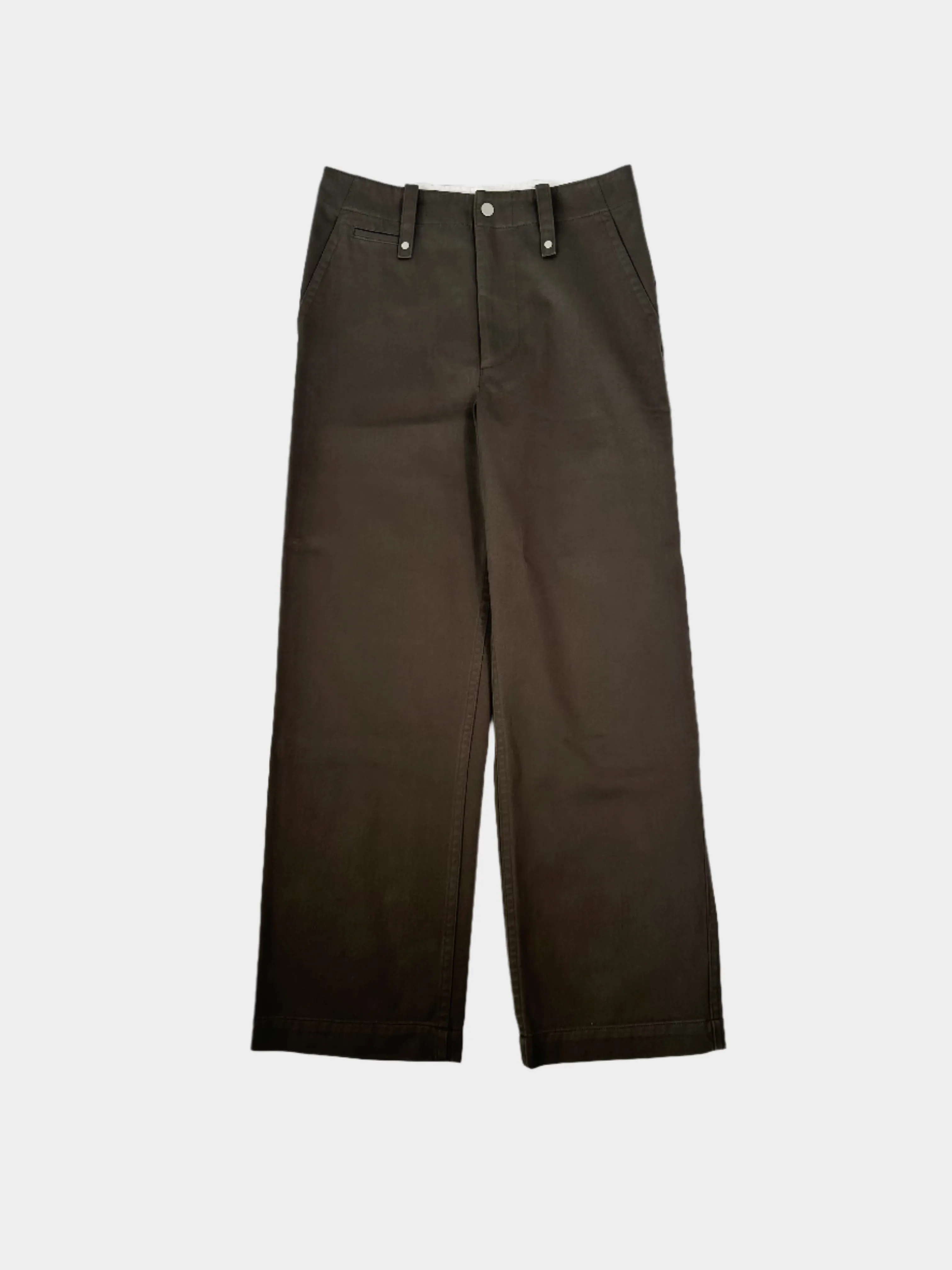 Pantaloni Marroni In Cotone Con Gamba Dritta