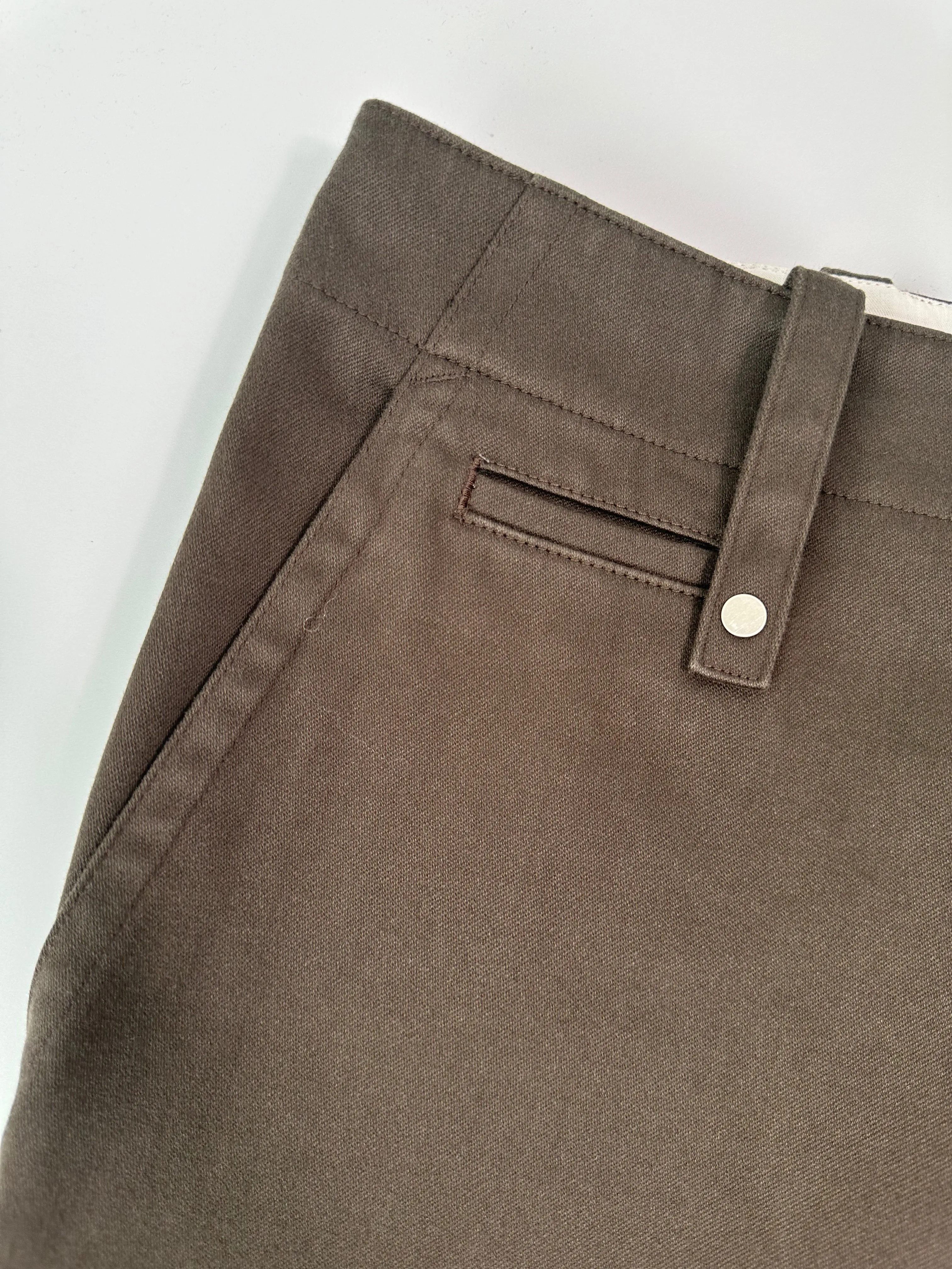 Pantaloni Marroni In Cotone Con Gamba Dritta