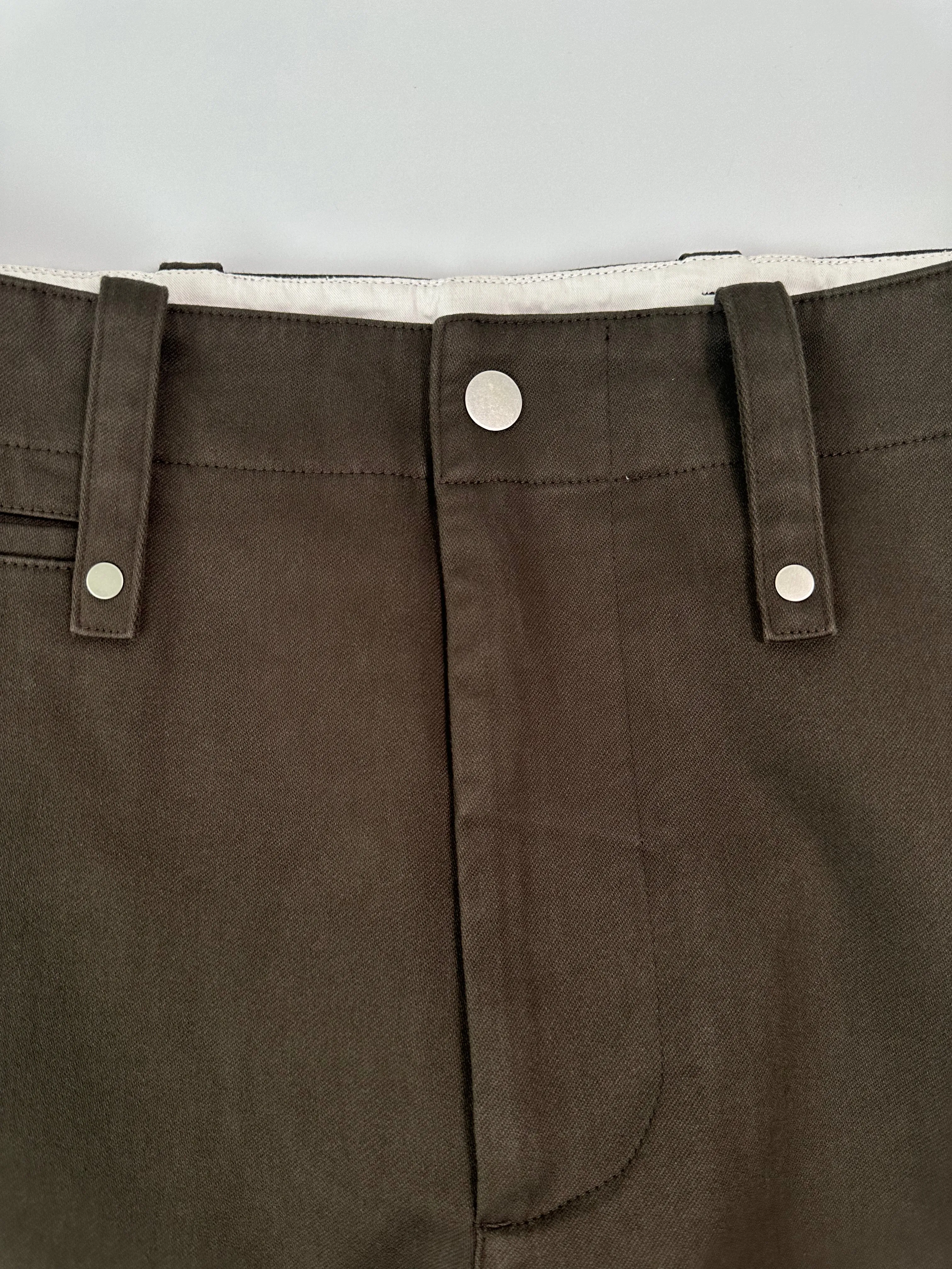 Pantaloni Marroni In Cotone Con Gamba Dritta