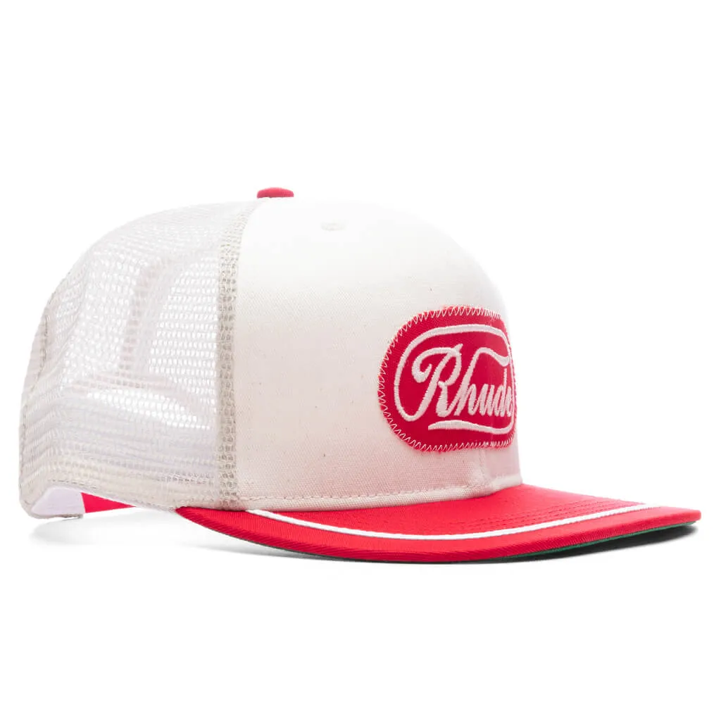 Patch Trucker Hat - Off White/Red