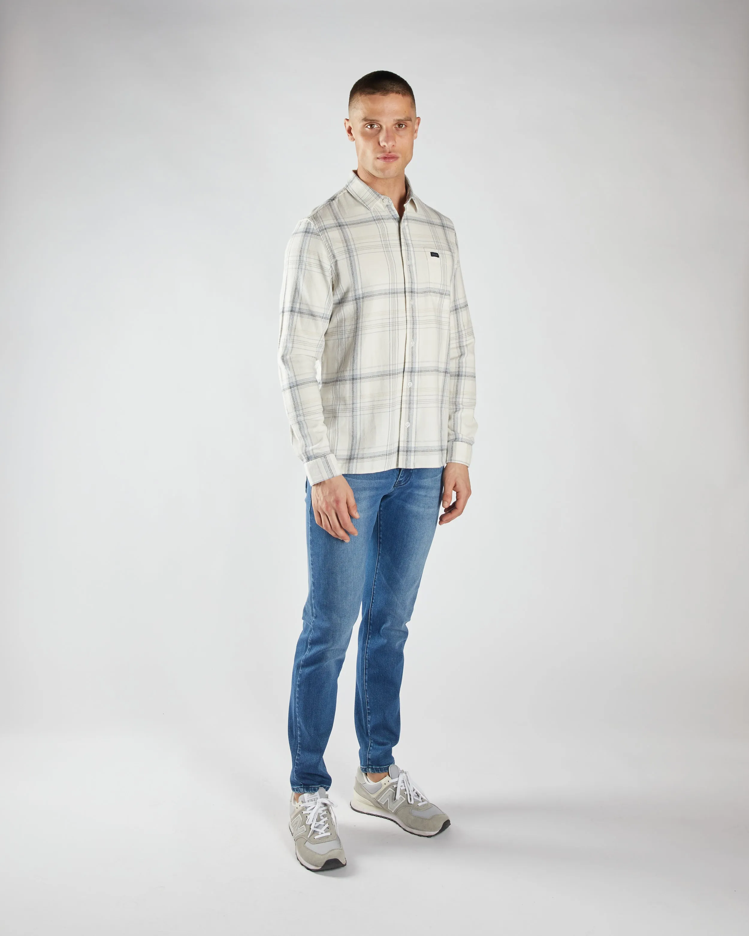 Pavel Check Shirt Sable Stone