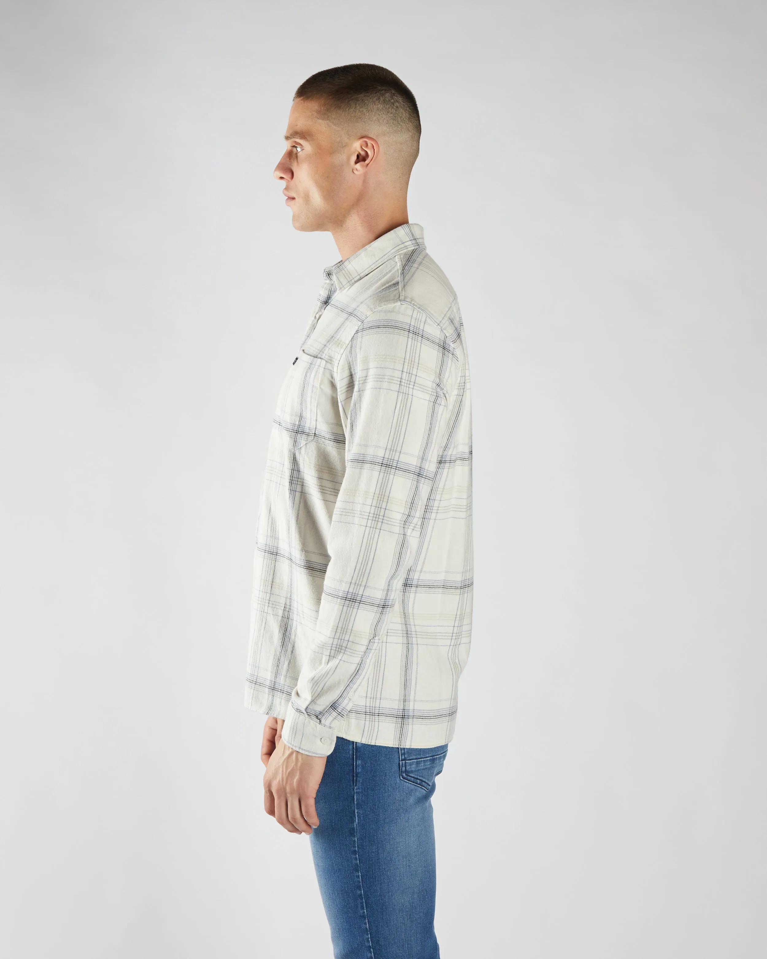 Pavel Check Shirt Sable Stone