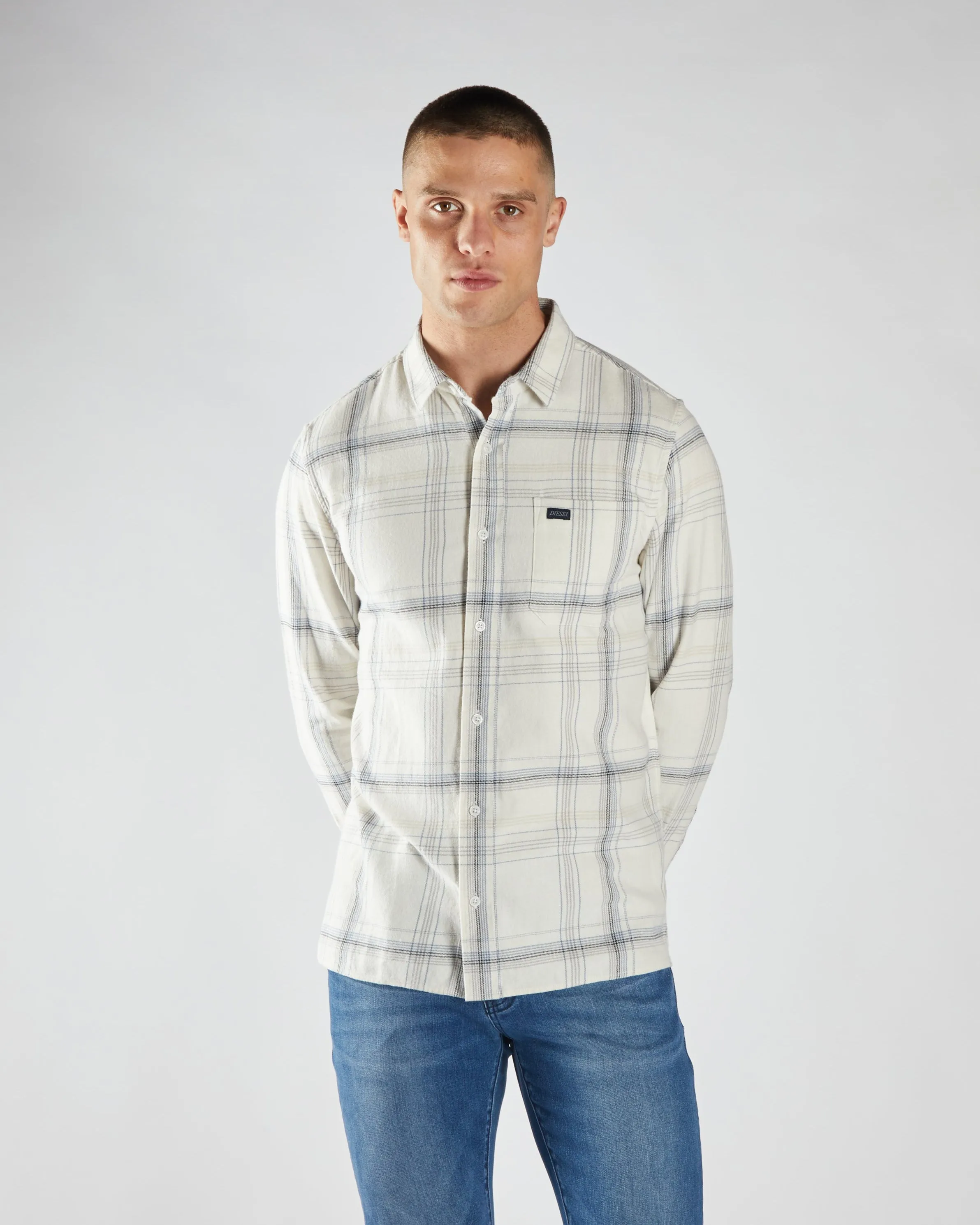 Pavel Check Shirt Sable Stone