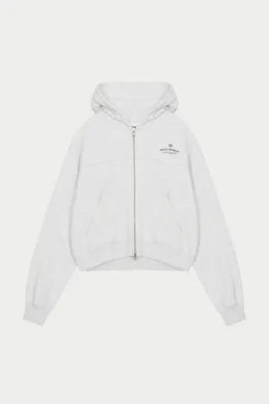 PILATES & PINOT ZIP THROUGH CROPPED HOODIE - GREY MARL