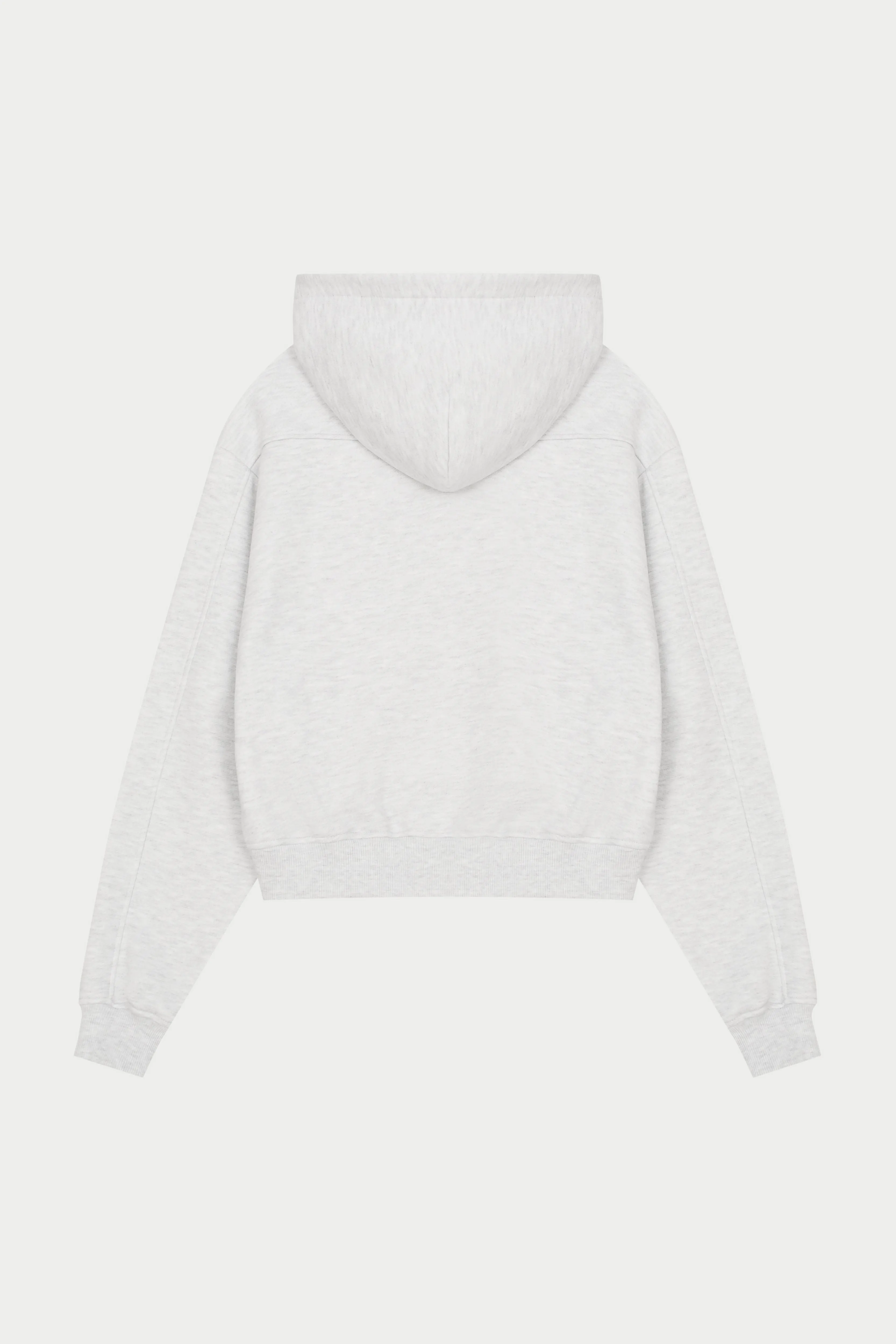 PILATES & PINOT ZIP THROUGH CROPPED HOODIE - GREY MARL