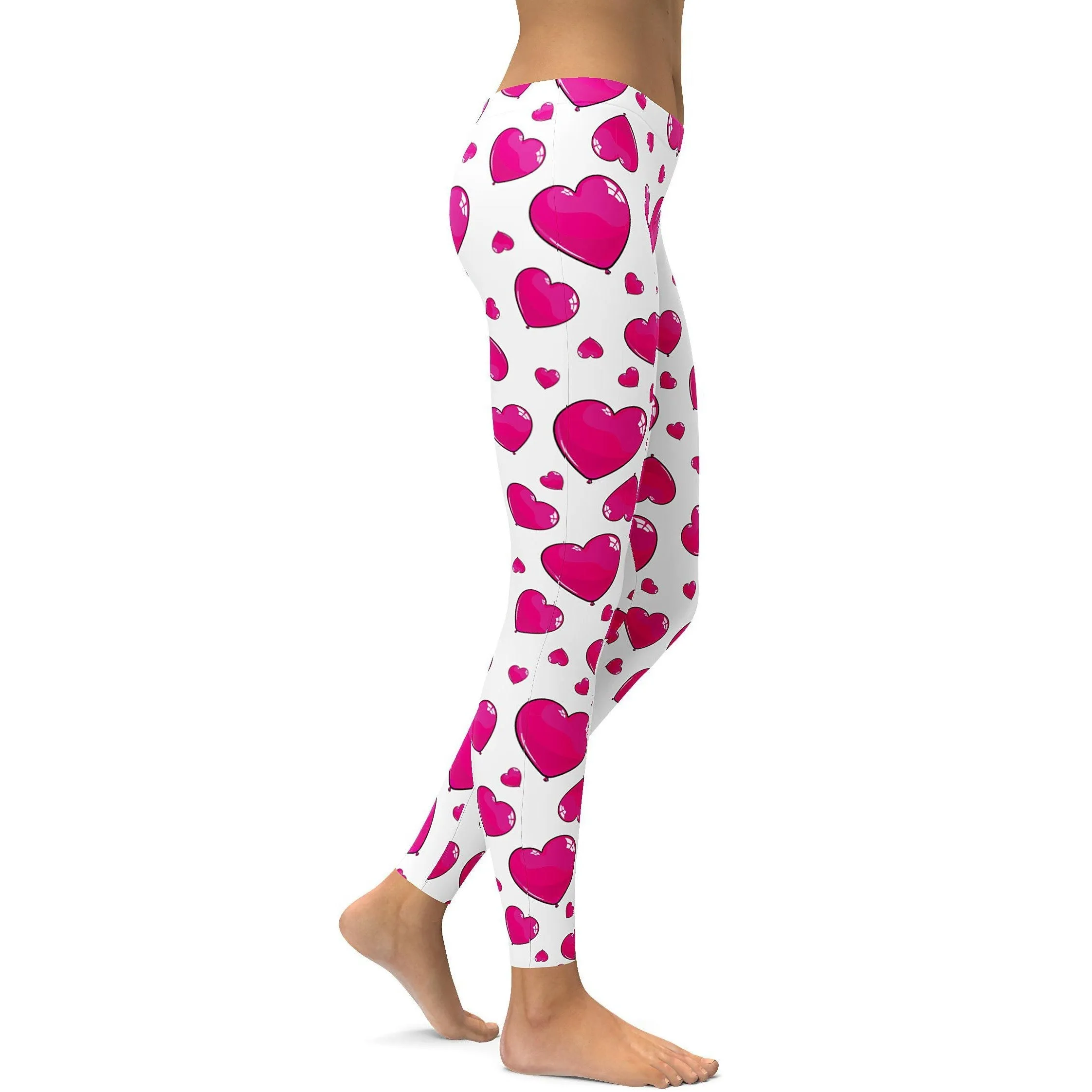 Pink Heart Shaped Balloons Leggings